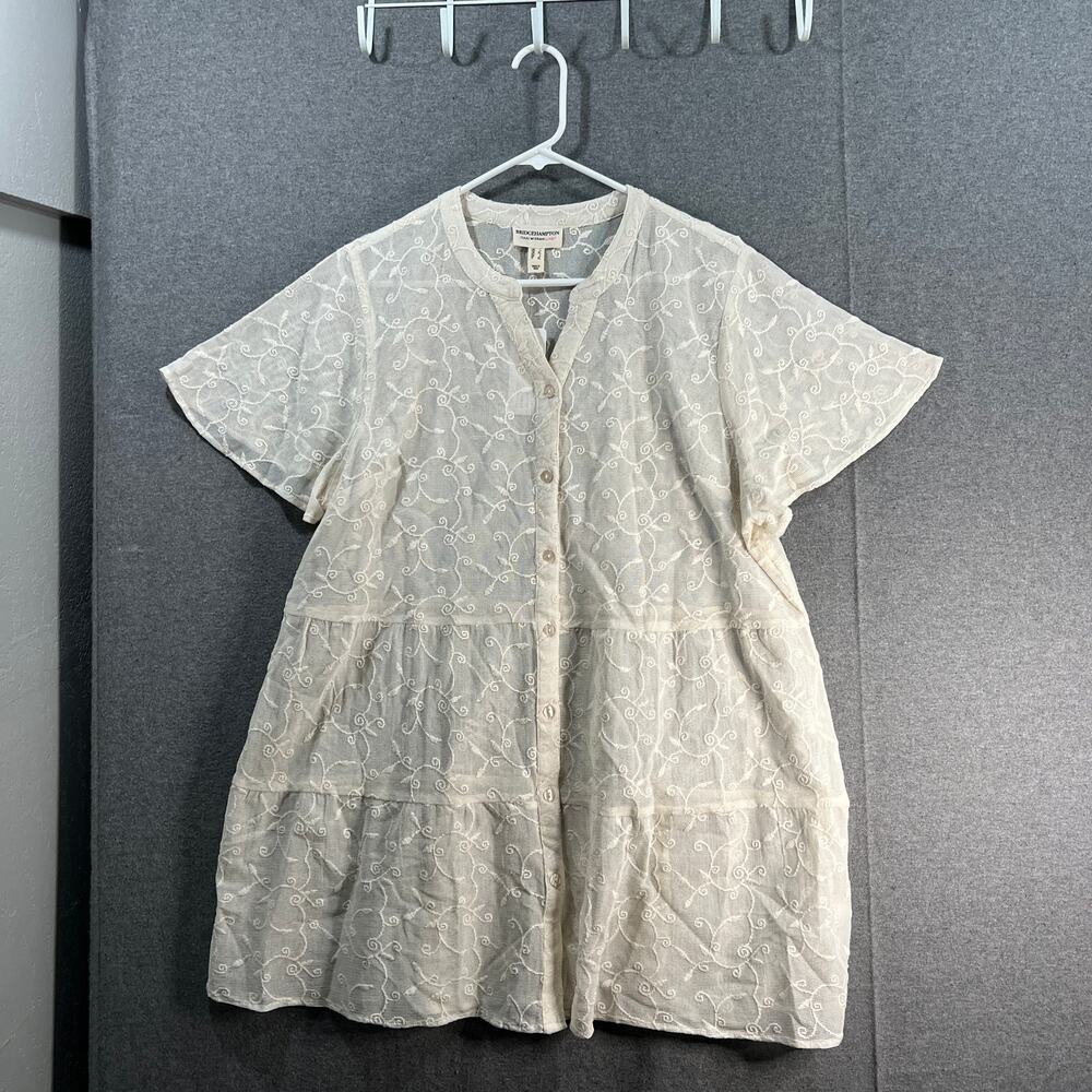 Isaac Mizrahı Live! Bridgehampton Embroidered Cotton Vanilla Bean Large